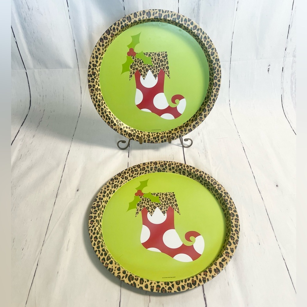 Brother Sister Design Studio Christmas Stocking Cookie Platter Tin Trays Set